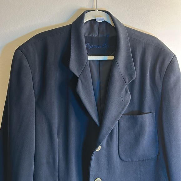 Cypress Grove Blazer Coat Mens Blue Long Sleeve Collared Jacket Size Large Vtg - Picture 2 of 8